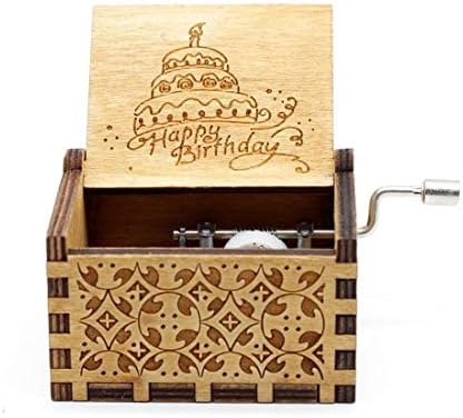 Среќен роденден Тема музичка кутија, рачно врежана врежана музичка кутија, за деца, пријатели, loversубовници