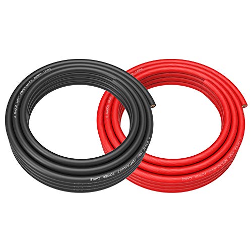 Rockrix 4 Gauge 25ft Black и 25ft Red Car Audio Power Make Cable Wire Touch Wire