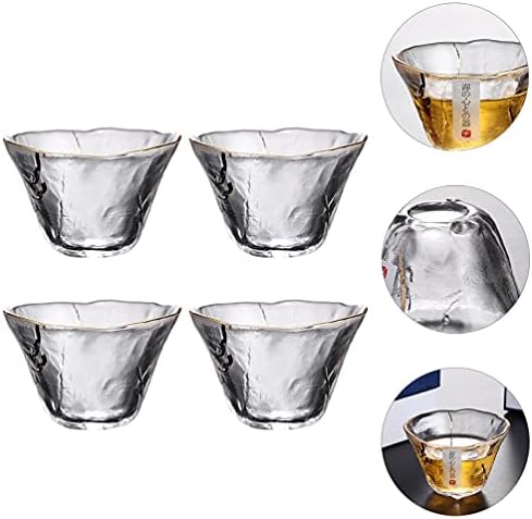 Луксузни чисти очила сос натопи чинии готвење саке 4 парчиња чаши чаши, јапонски чаши чаши чаши чаши злато чаша за домашен реатуран