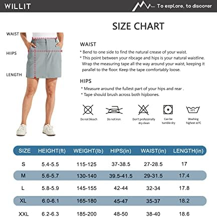Вилит женски SKORTS Golf Sciar Skort Skirts UPF 50+ Брзи суви поштенски џебови на отворено пешачење