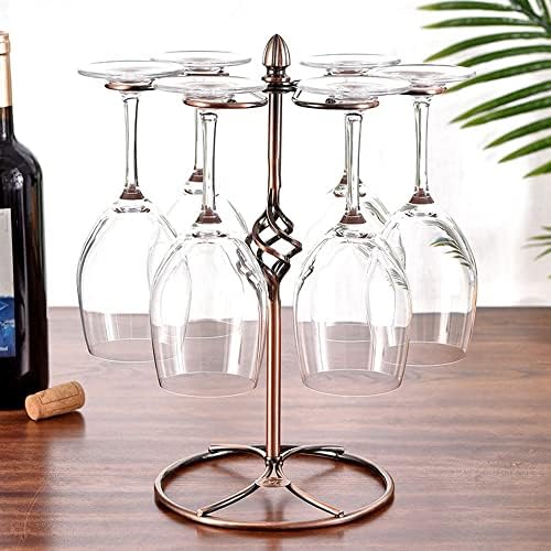 Seass чаша решетката вино стаклена чаша вино со 6 куки не'рѓосувачки челик што висат решетката за стоечка чаша