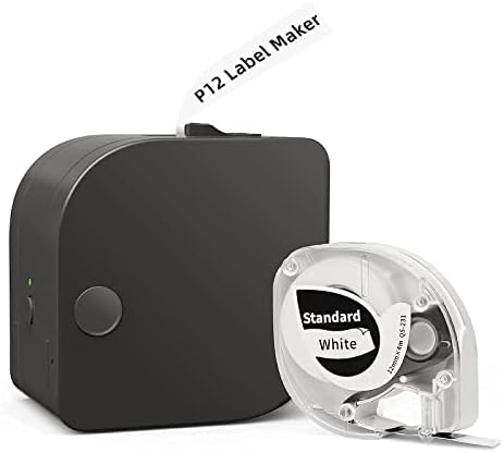 Macher Phomemo P12 Bluetoothe етикетирана машина, компатибилна со печатачот со етикета на iOS и Andriod System со лента за етикета со 5 пакувања, црна на бела замена за Dymo Letratag Производит?