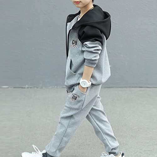 Детска тренерка на момчето ДПОИС 2 парчиња спортска облека со дуксери и панталони за џогирање на џогирање поставени активни облеки