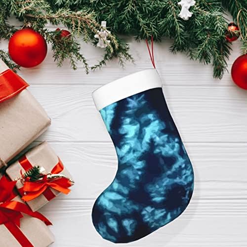 Божиќни чорапи сино море вратоврска шема на боја двострана камин што виси чорапи