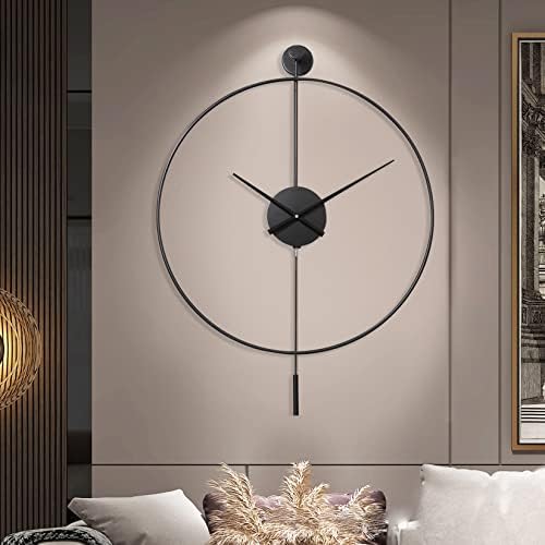 ЈИСИТЕОНЕ Класичен Голем Декоративен Ѕиден Часовник Со Нишало, Модерни Тивки Метални Ѕидни Часовници Што Не Отчукуваат За Дневна Соба, Спална