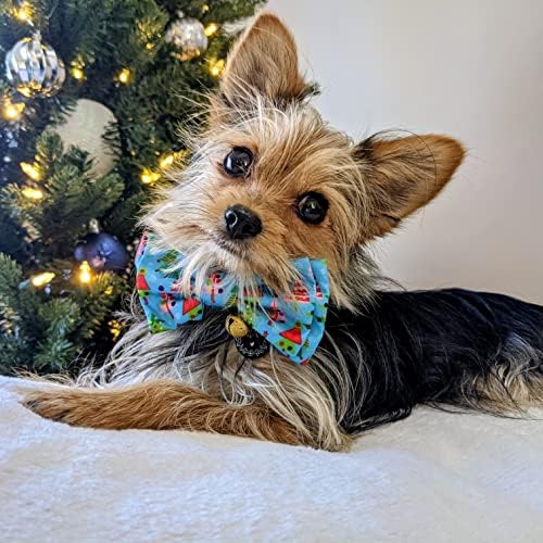 Huxley & Kent Bow Tie за домашни миленици | X-Mas дрво | Божиќен празник ВЕЛКРО лак вратоврска јака приврзаност | Забавни лак врски за кучиња