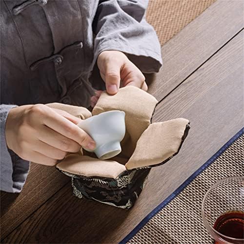 Mmllzel Retro Handmade Yunjin единечна чаша чај сет за складирање на садови за складирање на отворено патување преносно чаша торба