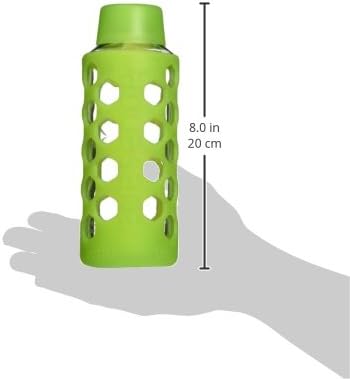 Аквасана AQ-6006-LGRN 18-унца стаклено шише со вода со силиконски ракав, светло зелена