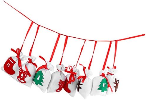 УПКОХ 24 парчиња Божиќна Торбичка За Бонбони Торбички За Влечење Торби За Подароци 24 Дигитални Вреќи За Закуски Торба За Складирање За