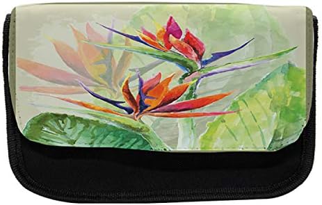 Случајна кутија за молив со птици од рај, ликовна уметност тропска, торба со молив со ткаенини со двоен патент, 8,5 x 5,5, повеќебојни