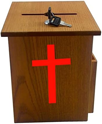 Дрво Црква Колекција Прибирање Финансиски Средства Кутија Донација Добротворна Кутија Со Црвениот Крст Налепница Христијанската Црква Десетоци