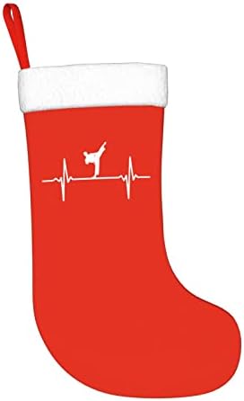 Cutedwarf karate чукање на срцето Кристама чорапи Божиќни украси на дрво Божиќни чорапи за Божиќна празнична забава подароци 18-инчи