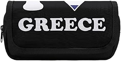 Смешноста, ја сакам Грција грчко знаме срце, голем капацитет молив кутија 2 слоја, молив торбичка торба торба, организатор на женска
