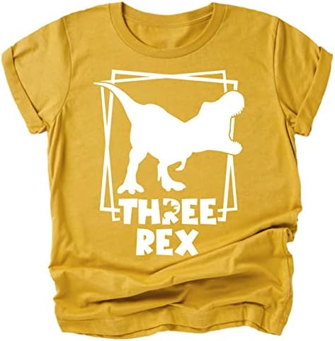 Три рек Сквер Т-Рекс Диносаур 3-ти роденденски кошули за бебиња и млади момчиња и девојчиња