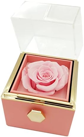 Креативна Ротирачка Кутија За Прстен За Накит Од Вистинска Роза Од 360 Степени За Предлог, Свадба, Подарок, Кутии За Подароци За Накит Од Ѓердан