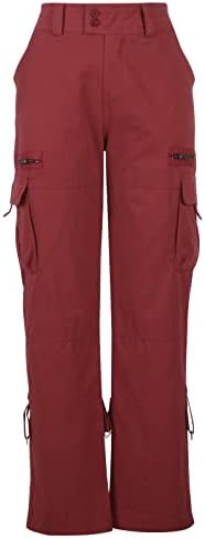 Activeенски тактички активни панталони за жени од Jupaopon Mid Rise Обични мулти-џебови Широки панталони за нозе се протегаат опуштени