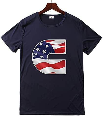 Bmisegm летни големи и високи кошули за мажи за мажи, графички маички, обична маичка 3Д 4 од јули знаме маички маички случајни кратки