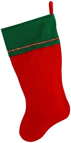 Ном Де Плум Монограмиран Божиќен Чорап, Зелен И Црвен Филц Со Извезено Име