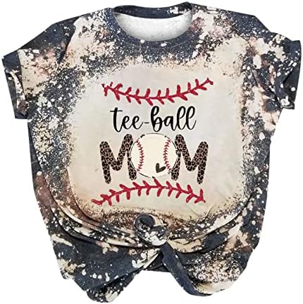 Денот на мајката Изветвени Кошули За Жени Одмор Трендовски Бејзбол Мајка Маица Блузи Гроздобер Графички Печатење Краток Ракав Блуза