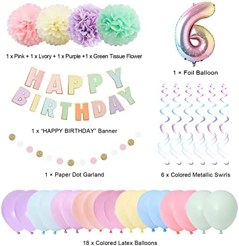 6-Ти Роденденски Украси За Девојчиња Момчиња, 40 Инчен Балон Со Градиент На Виножито Број 6, Балон на 6-ти Роденден, Транспарент