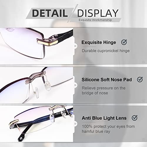 Gaoye 5 пакувања за читање очила мажи сина светлина блокирање, компјутерски очила анти УВ читатели дијамантски исечени рабови на леќи без беспрекорен дизајн