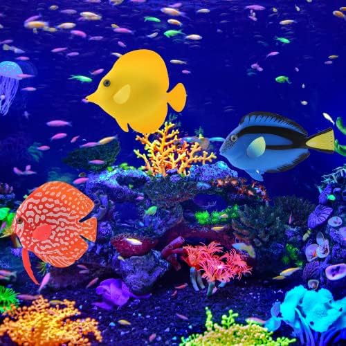 3 парчиња вештачки риба аквариум силиконски лебдечки блескав кловн -риба сет, сјајни ефекти украси за украси за резервоар за риби, подводна