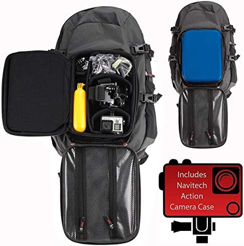 Ранец на ранец на фотоапаратот Navitech Action Camera и сина складирање со интегрирана лента за градите - компатибилен со ACTION ACTION AC700