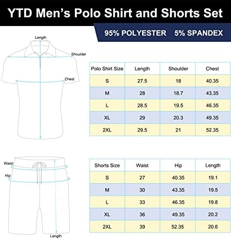 Ytd mens кратка ракав, случајна поло маица и шорцеви поставува две парчиња летни облеки zip polo tracksuit сет за мажи s-xxl