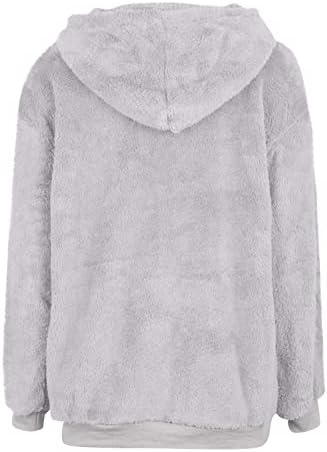 Experienceенски преголеми дуксери Шерпа џемпери со нејасни руно пуловер меки надворешна облека со џебови