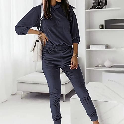 Обична облека за женски џогер, Velvet Lounge поставува тренерки со две парчиња, поставени врвови на качулка и џемпери и џемпери