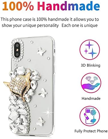 Како-Зеке Елегантна Телефонска Кутија Компатибилна Со Samsung Galaxy S22 6,1 инчи 2022, Bling Handmdae Серија Фокс Пеперутка Дизајн Девојки