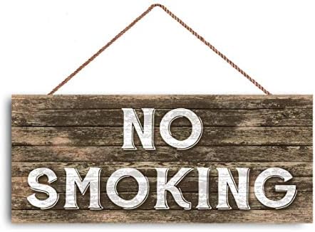 Без зона за пушење за кафе -продавница бутик сопствени дрвени знаци Дизајн за висини за подароци за домашна кафе куќа 5 x 10 инчи