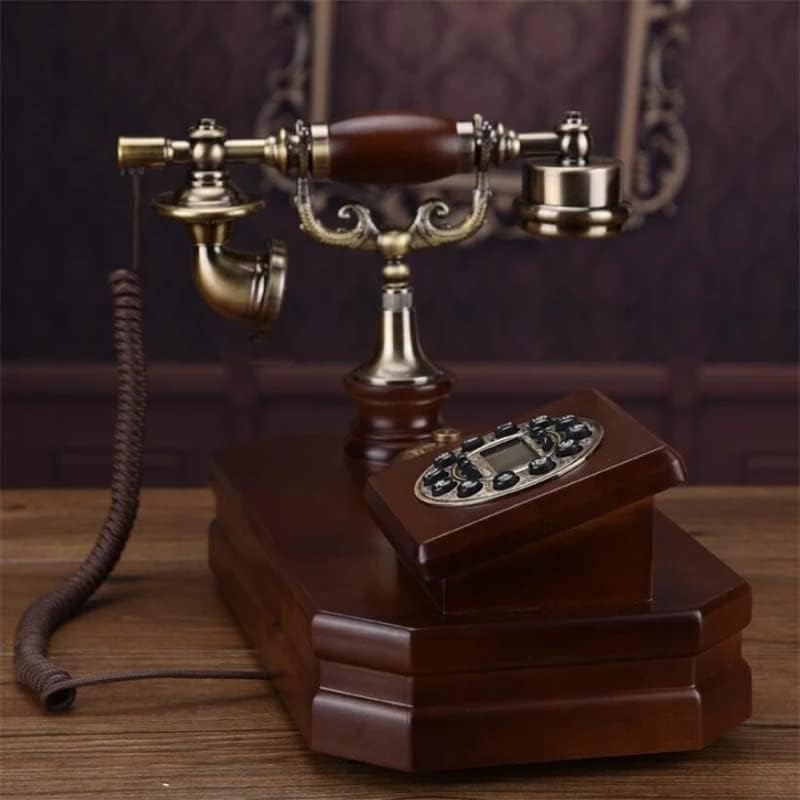 Хукаи Антички фиксен телефон старомоден механички пастирски ретро-канцеларија за внатрешни работи цврсто дрво фиксно телефон