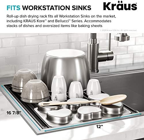 Kraus krm-11gr kore повеќенаменско преполнување на мијалник за сушење на садови за миење садови, коланд и тривер, зелена