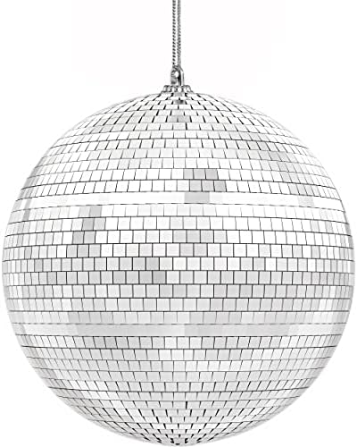 Компанијата Dreidel Mirror Disco Ball 36-пакет сорта, сребрена висечка топка со приложена низа за прстен, рефлектира лесни, забавни забавни