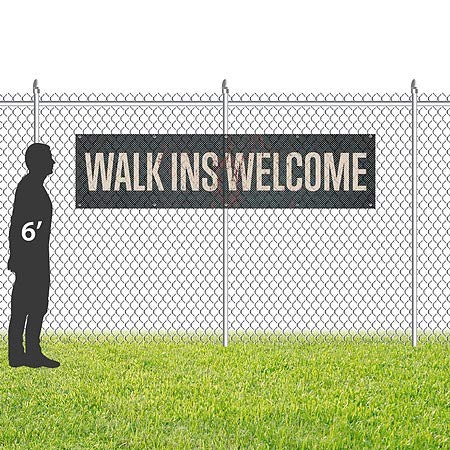 CGSignLab | „Walk Ins Добредојдовте -Ghost ared Rust“ отпорна на ветерна мрежа винил банер | 8'x2 '