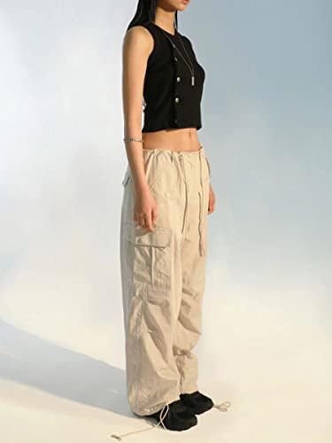 Womenените преголеми карго панталони, буги гроздобер права карго y2k панталони 90 -тите години секси ниско ниво на џогер џемпери