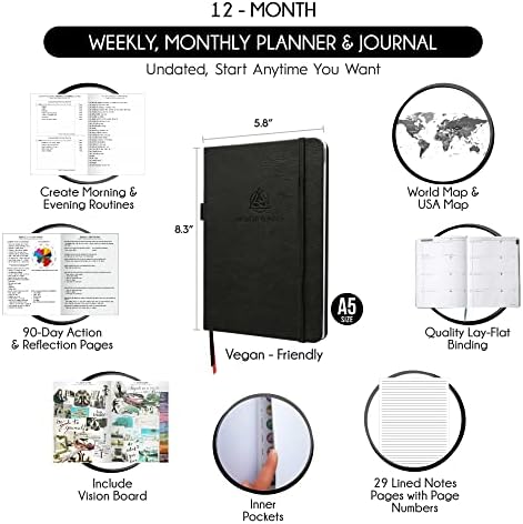 Цел Планер &засилувач; Живот Планер - 12 Месечно Патување Да Се Донесе Хармонија во Вашиот Живот. Неделен Планер За Зголемување На Продуктивноста,