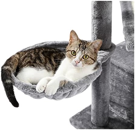 Мулти-ниво кула за мачки дрвја со сисал гребење по мебел за искачување на мебелот Кондо Цврста лежалка