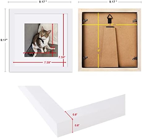 8x8 Слика Рамки на квадратни фото рамки за фото сет од 2, рамка за дрво од дрво, приказ 5x5 рамка за слика со мат или 8x8 без