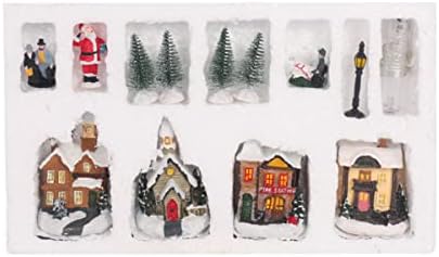 Кокио Прекрасен Лед Прозрачен Комплет Божиќни Селски Куќи, Рачно Насликани Новогодишни Украси Украс на Работната Површина Со Новогодишна