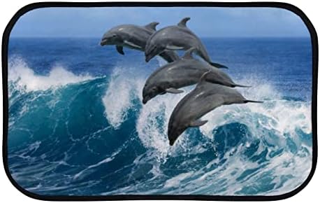Вантасо мека бања врата МАТ килим океански бран делфини кои не се лизгаат дотомат за влез во бања, влезна врата од влезната врата на