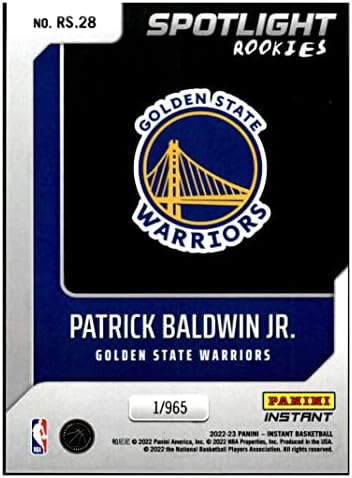 Патрик Болдвин rуниор РЦ 2022-23 Панини Дебитанти за непосредна близина /96528 Воини НМ+ -МТ+ НБА кошарка