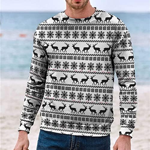 Вокачи грди Божиќни џемпери за мажи со долг ракав Божиќ ирваси и ирваси снегулка пуловер зимски моден џемпер врвови