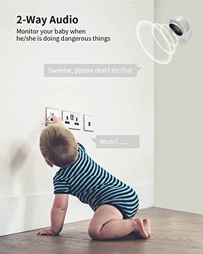 WiFi камера за бебе/милениче старешина/дадилка, 1080p домашна камера со откривање на звук и движење, монитор за бебиња со камера и аудио,