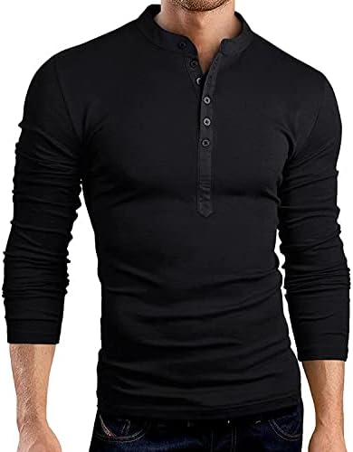 XXBR копче V врвови за вратот за мажи, падот на предната плоча со долги ракави лабава тенок вклопување цврста боја тренинг маичка кошула