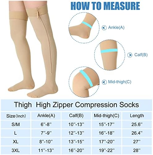 2 пара компресивни чорапи за компресија бутовите високи 20-30 mmHg чорапи за компресија со затворен патент затворен пети на бутот со висока