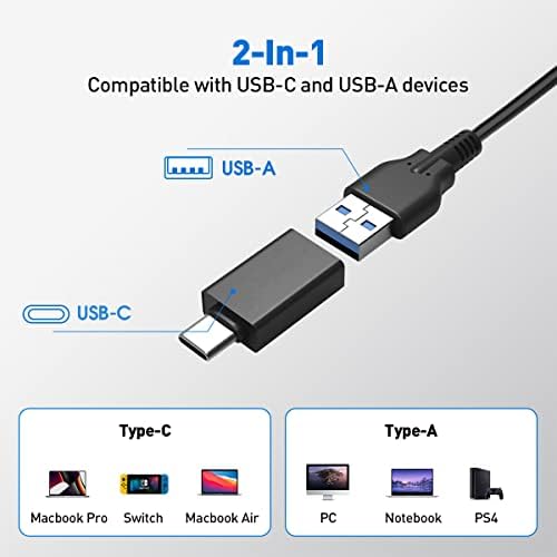 7-ПОРТ USB 3.0 Центар Со 3.3 стапки Долг Кабел, VVTOYER USB Центар Сплитер За Лаптоп, USB Екстендер Со Индивидуален Прекинувач За