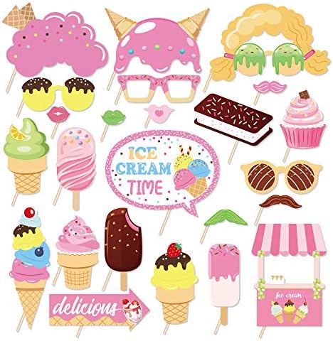 25 Лето Сладолед Торта Popsicle Партија Тема Роденден Реквизити Сладолед Продавница Тема Селфи Реквизити, Летен Роденден Материјали,