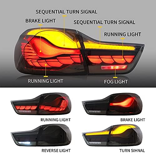 VLAND OLED 4 Серија Пушеле Задни Светла W/Секвенцијален Трепкач Компатибилен за [BMW M4 GTS F32 F33 F82 F36 F83 2014-2020 Седан/Купе/Кабриолет]